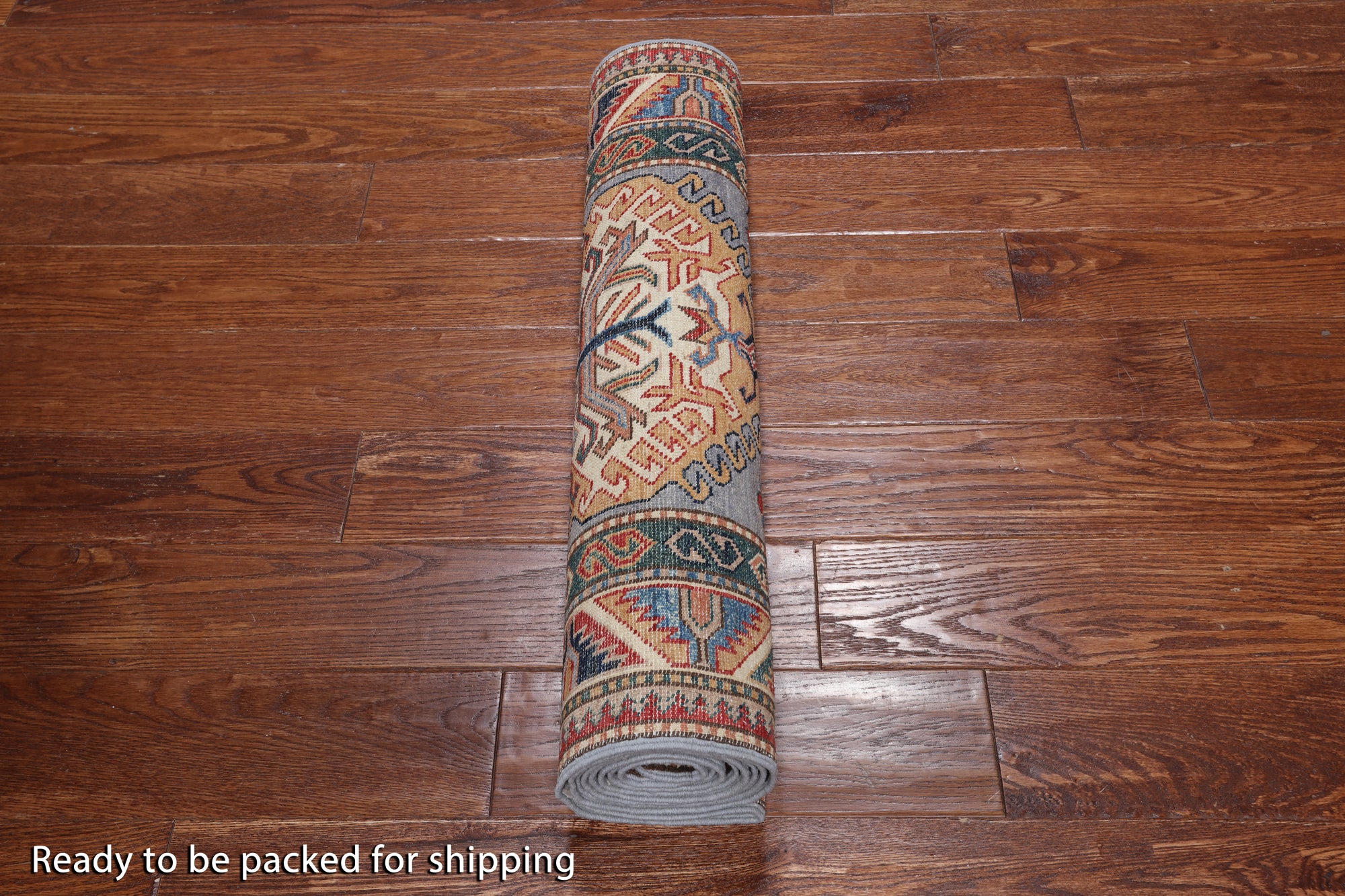 Grey Super Kazak Hand Knotted Wool Runner Rug - 2' 8" X 9' 1"