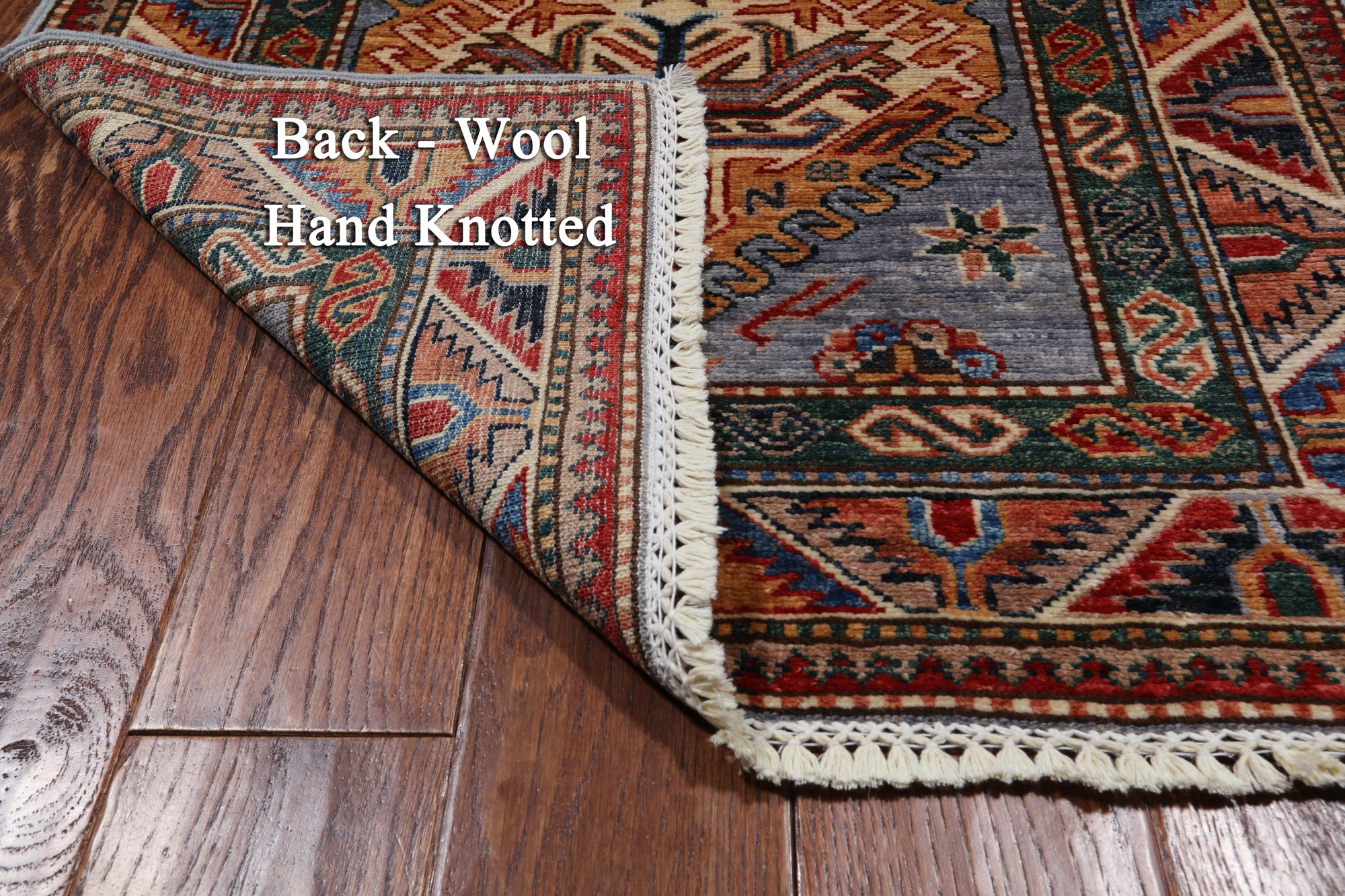 Grey Super Kazak Hand Knotted Wool Runner Rug - 2' 8" X 9' 1"