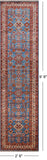 Blue Super Kazak Handmade Wool Runner Rug - 2' 6" X 9' 9"