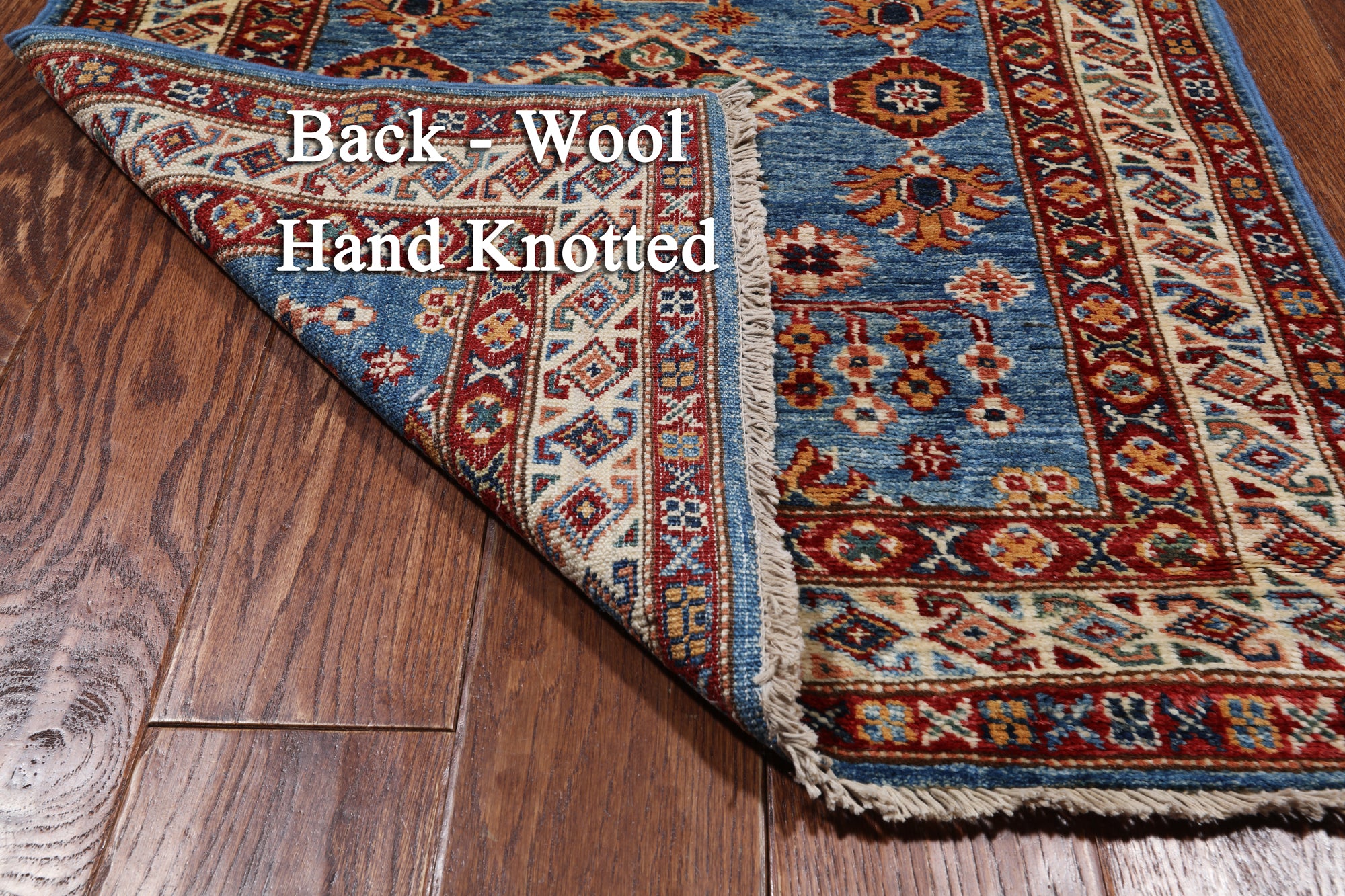 Blue Super Kazak Handmade Wool Runner Rug - 2' 6" X 9' 9"