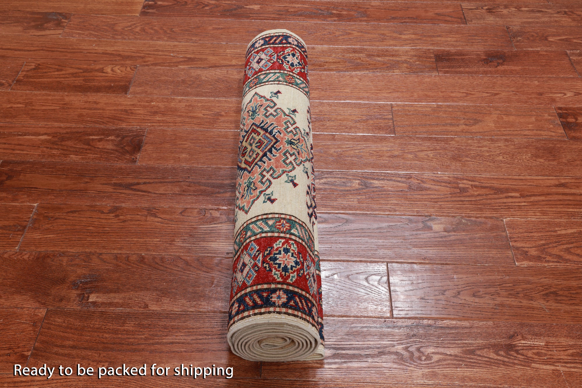 Ivory Super Kazak Handmade Wool Runner Rug - 2' 9" X 9' 5"