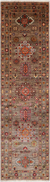 Super Kazak Handmade Wool Runner Rug - 2' 7" X 9' 6"