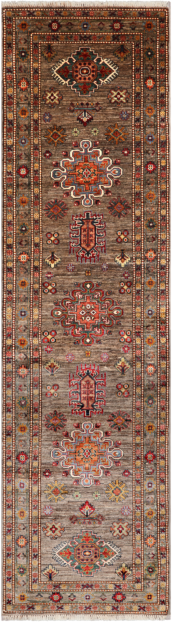 Super Kazak Handmade Wool Runner Rug - 2' 7" X 9' 6"