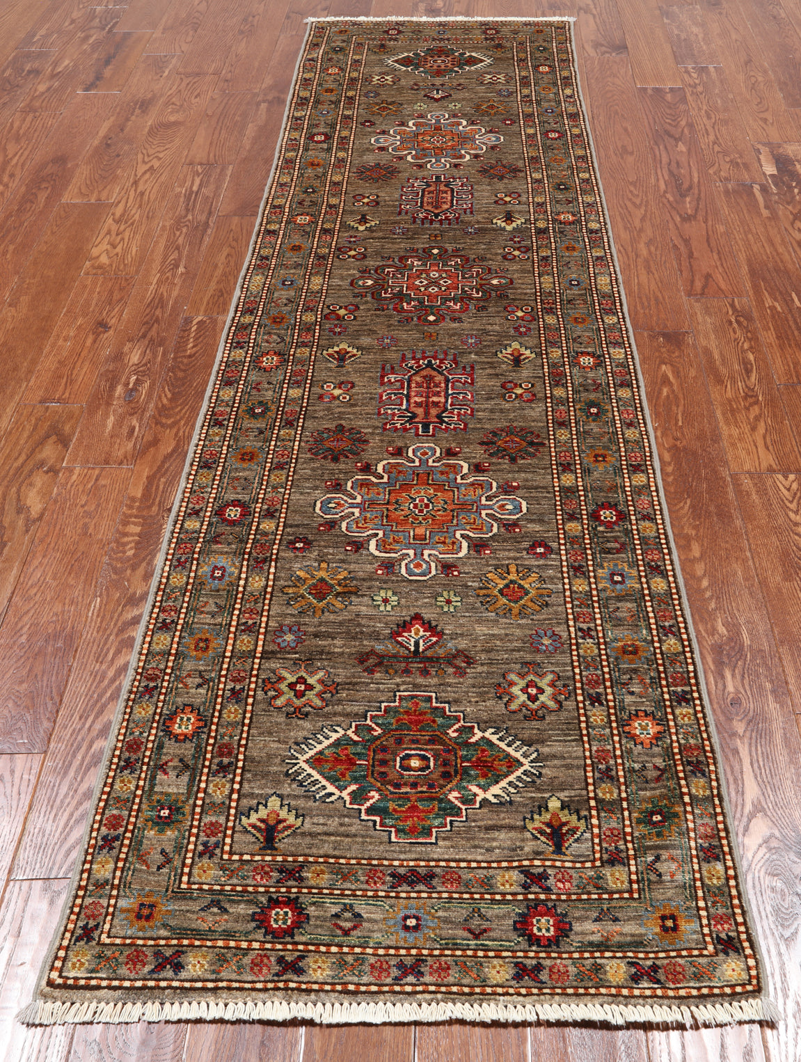 Super Kazak Handmade Wool Runner Rug - 2' 7" X 9' 6"