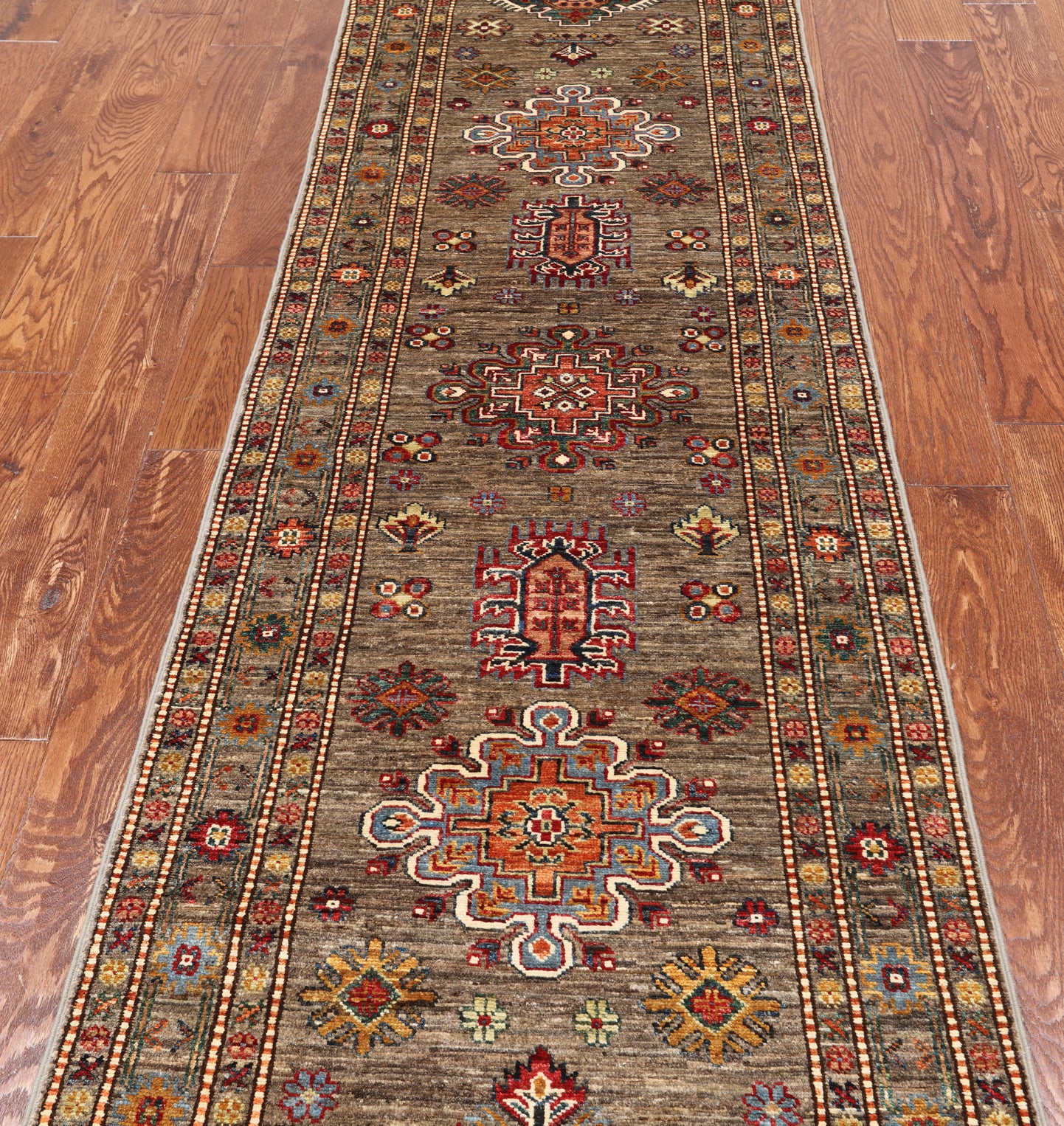 Super Kazak Handmade Wool Runner Rug - 2' 7" X 9' 6"