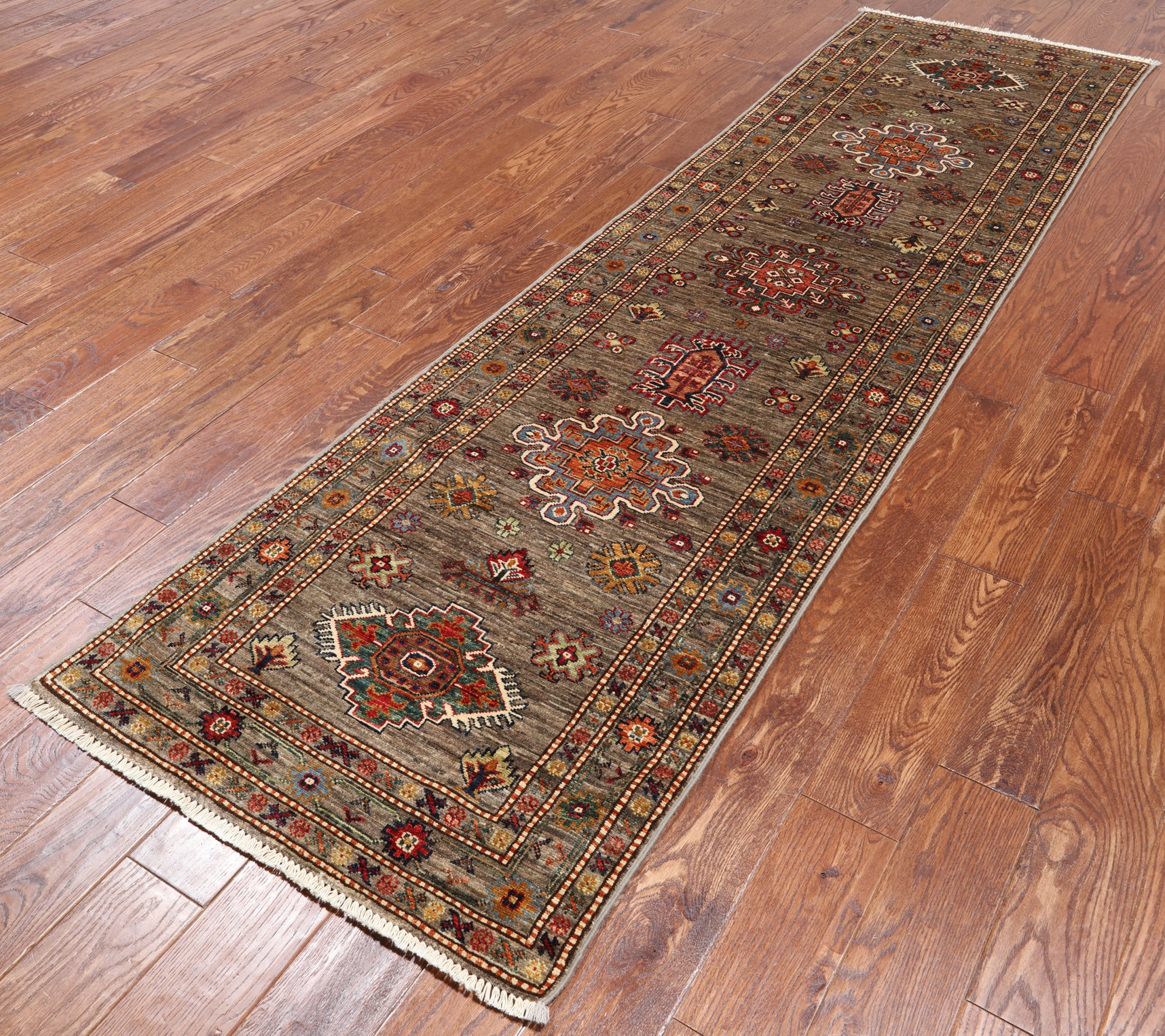 Super Kazak Handmade Wool Runner Rug - 2' 7" X 9' 6"