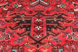 Red Vintage Persian Heriz Serapi Handmade Wool Rug - 8' 1" X 10' 11"