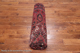 Red Vintage Persian Heriz Serapi Handmade Wool Rug - 8' 1" X 10' 11"