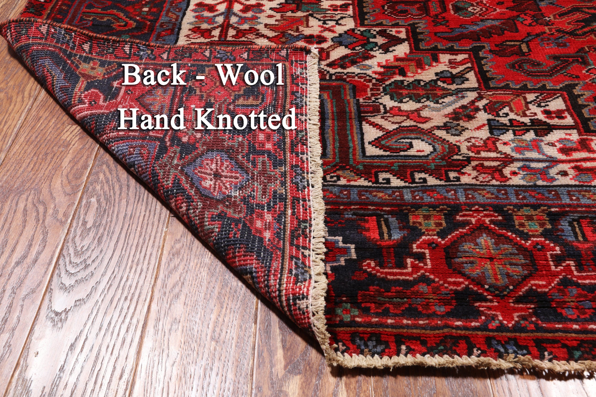 Red Vintage Persian Heriz Serapi Handmade Wool Rug - 8' 1" X 10' 11"
