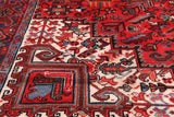 Red Vintage Persian Heriz Serapi Handmade Wool Rug - 8' 1" X 10' 11"
