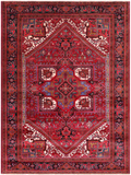 Red Vintage Persian Heriz Serapi Hand Knotted Wool Rug - 8' 0" X 10' 9"