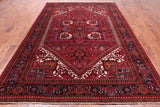Red Vintage Persian Heriz Serapi Hand Knotted Wool Rug - 8' 0" X 10' 9"