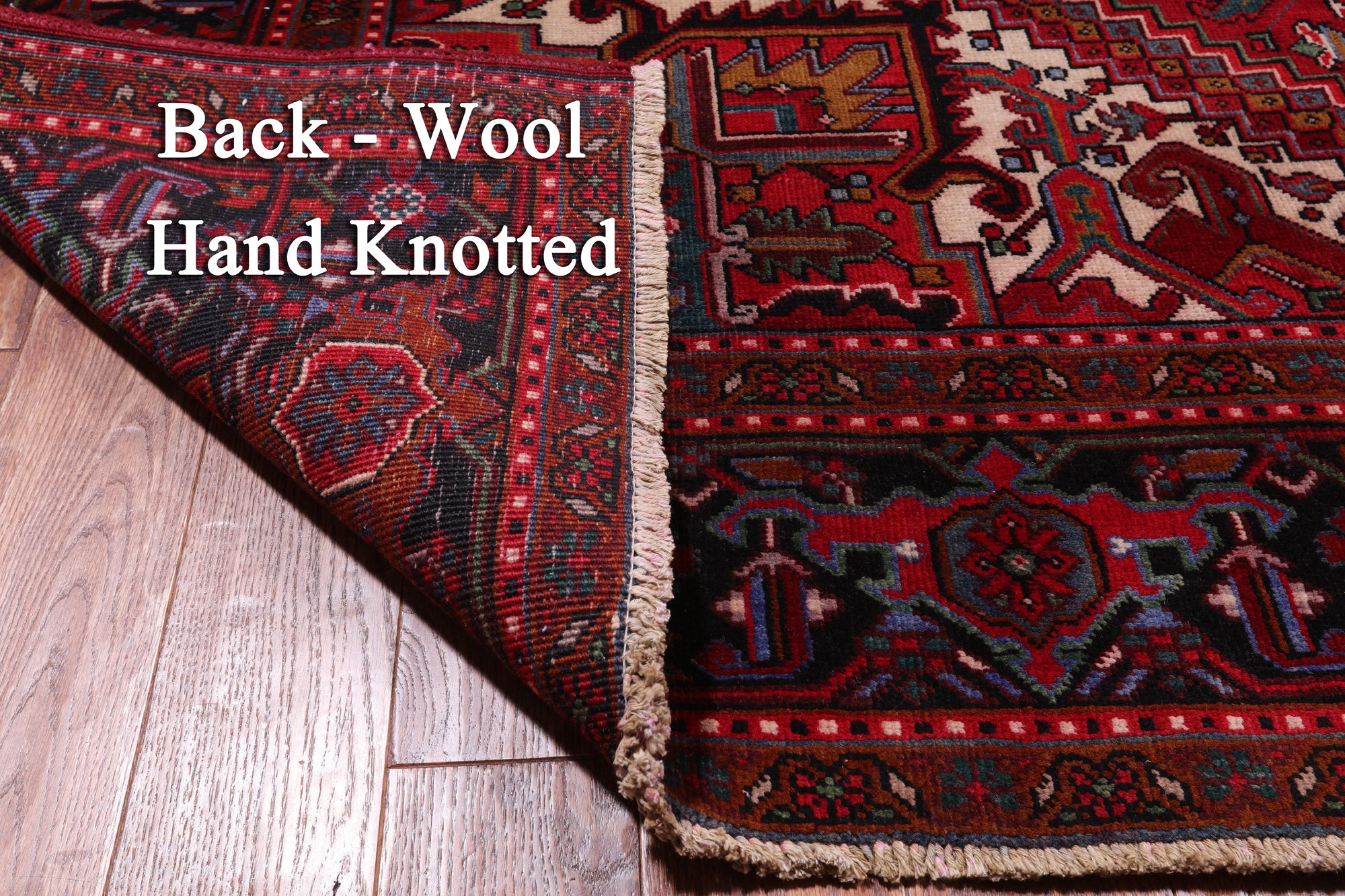 Red Vintage Persian Heriz Serapi Hand Knotted Wool Rug - 8' 0" X 10' 9"