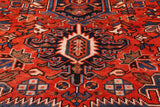 Red Vintage Persian Heriz Serapi Hand Knotted Wool Rug - 7' 10" X 10' 11"
