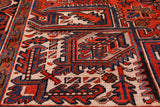 Red Vintage Persian Heriz Serapi Hand Knotted Wool Rug - 7' 10" X 10' 11"