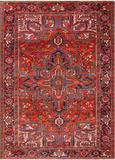 Red Vintage Persian Heriz Serapi Hand Knotted Wool Rug - 7' 10" X 10' 11"