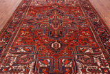 Red Vintage Persian Heriz Serapi Hand Knotted Wool Rug - 7' 10" X 10' 11"