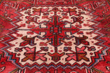 Red Vintage Persian Heriz Serapi Handmade Wool Rug - 8' 1" X 10' 9"