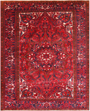 Red Vintage Persian Heriz Serapi Handmade Wool Rug - 8' 4" X 10' 4"
