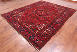 Red Vintage Persian Heriz Serapi Handmade Wool Rug - 8' 4" X 10' 4"