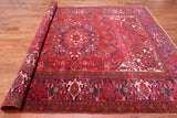 Red Vintage Persian Heriz Serapi Handmade Wool Rug - 8' 4" X 10' 4"