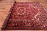 Red Vintage Persian Heriz Serapi Hand Knotted Wool Rug - 8' 0" X 10' 6"