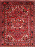 Red Vintage Persian Heriz Serapi Hand Knotted Wool Rug - 8' 0" X 10' 6"