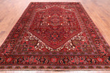 Red Vintage Persian Heriz Serapi Hand Knotted Wool Rug - 8' 0" X 10' 6"