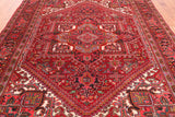 Red Vintage Persian Heriz Serapi Hand Knotted Wool Rug - 8' 0" X 10' 6"