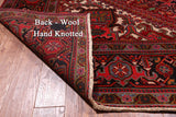 Red Vintage Persian Heriz Serapi Hand Knotted Wool Rug - 8' 0" X 10' 6"