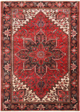 Red Vintage Persian Heriz Serapi Hand-Knotted Wool Rug - 6' 9" X 9' 3"