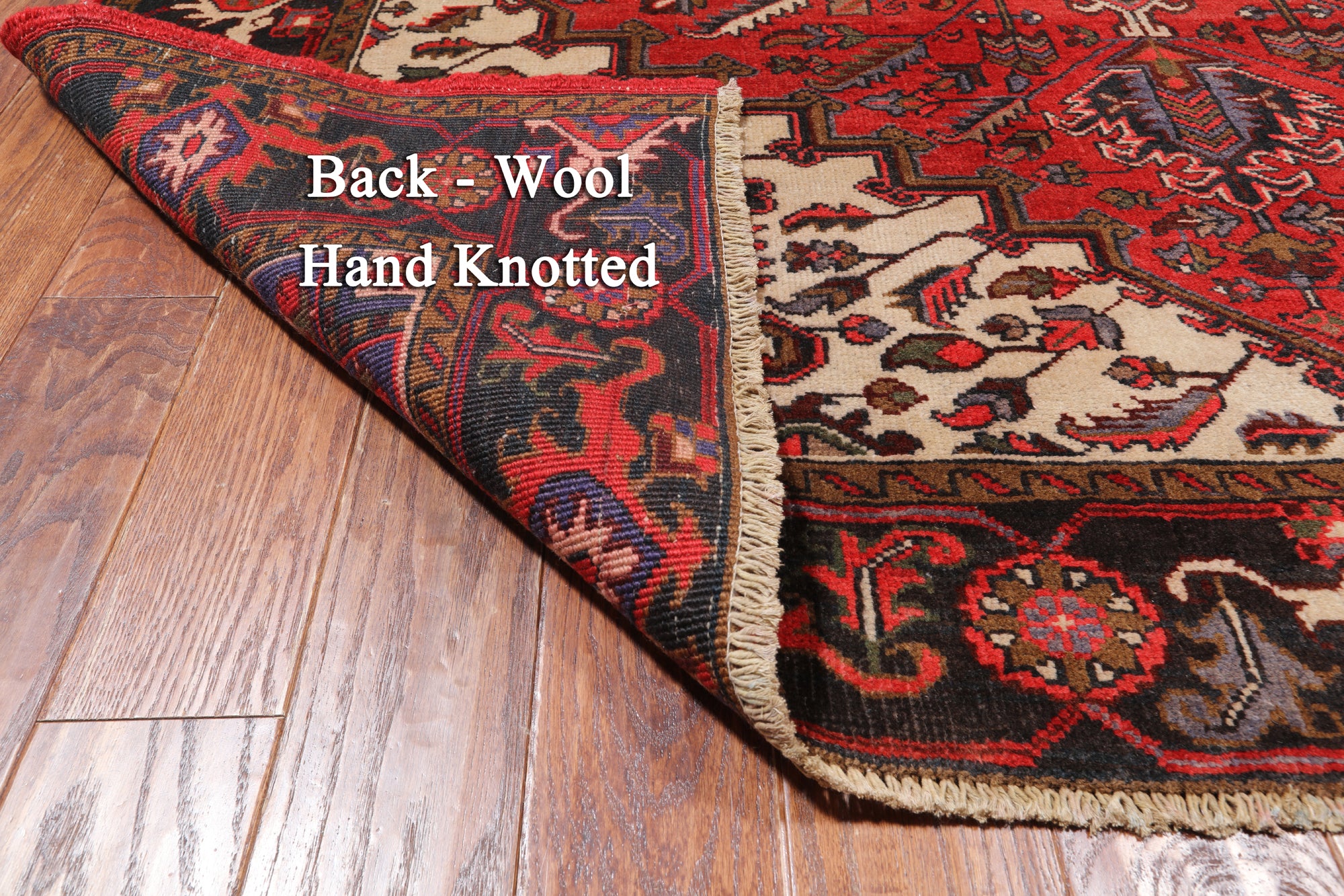 Red Vintage Persian Heriz Serapi Hand-Knotted Wool Rug - 6' 9" X 9' 3"