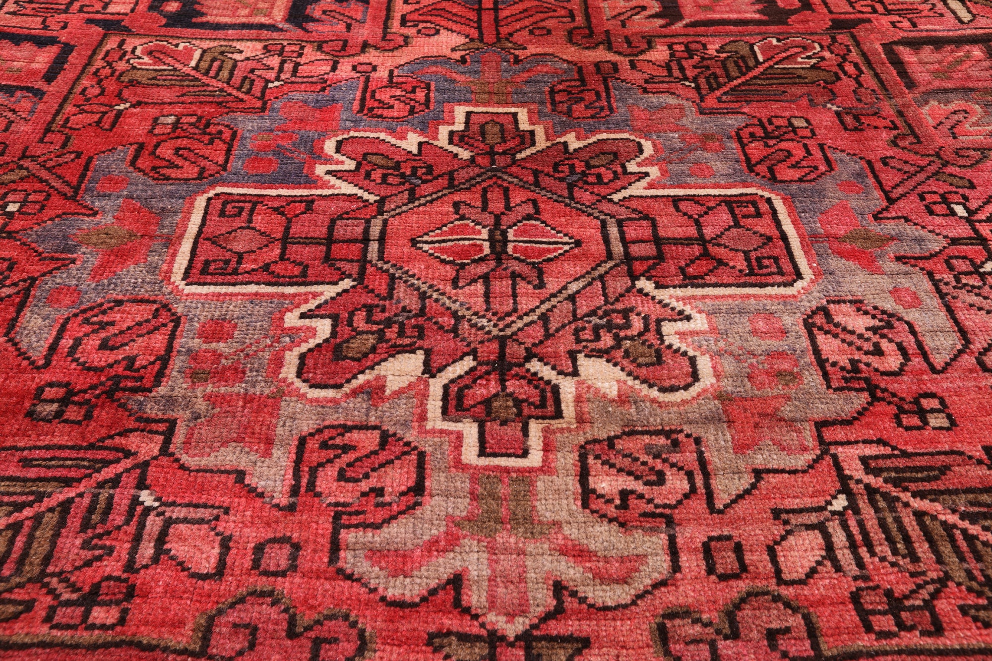 Rust Vintage Persian Heriz Serapi Handmade Wool Rug - 7' 7" X 10' 5"