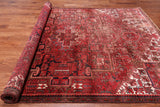Rust Vintage Persian Heriz Serapi Handmade Wool Rug - 7' 7" X 10' 5"