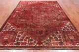 Rust Vintage Persian Heriz Serapi Handmade Wool Rug - 7' 7" X 10' 5"