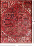 Rust Vintage Persian Heriz Serapi Handmade Wool Rug - 7' 7" X 10' 5"