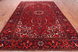 Red Vintage Persian Heriz Serapi Hand Knotted Wool Rug - 8' 8" X 12' 3"