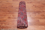 Red Vintage Persian Heriz Serapi Hand-Knotted Wool Rug - 8' 9" X 11' 10"