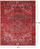 Red Vintage Persian Heriz Serapi Hand-Knotted Wool Rug - 8' 9" X 11' 10"