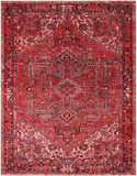 Red Vintage Persian Heriz Serapi Hand-Knotted Wool Rug - 8' 9" X 11' 10"