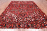 Red Vintage Persian Heriz Serapi Hand-Knotted Wool Rug - 8' 9" X 11' 10"