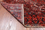 Red Vintage Persian Heriz Serapi Hand-Knotted Wool Rug - 8' 9" X 11' 10"
