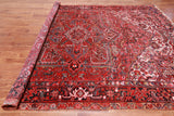 Red Vintage Persian Heriz Serapi Hand-Knotted Wool Rug - 8' 9" X 11' 10"