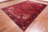 Red Vintage Persian Heriz Serapi Hand-Knotted Wool Rug - 8' 10" X 12' 3"