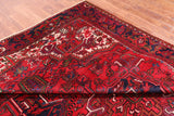 Red Vintage Persian Heriz Serapi Hand-Knotted Wool Rug - 8' 10" X 12' 3"