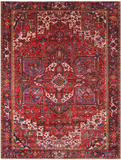 Red Vintage Persian Heriz Serapi Hand Knotted Wool Rug - 8' 11" X 12' 2"