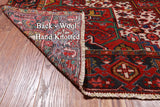 Red Vintage Persian Heriz Serapi Hand Knotted Wool Rug - 8' 11" X 12' 2"