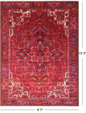 Red Vintage Persian Heriz Serapi Handmade Wool Rug - 9' 7" X 13' 3"