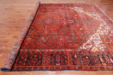 Red Vintage Persian Heriz Serapi Hand-Knotted Wool Rug - 9' 6" X 12' 7"