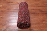 Red Vintage Persian Heriz Serapi Hand-Knotted Wool Rug - 9' 9" X 13' 2"